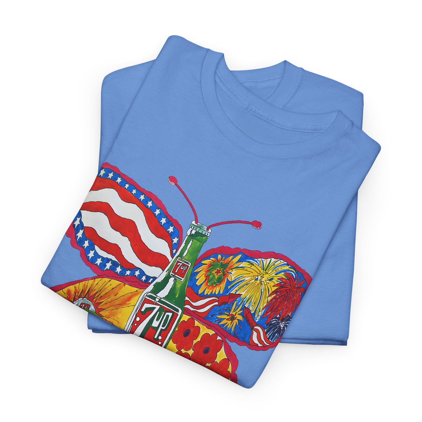 1971 psychedelic ad for 7 up butterfly and bottle reproduction custom edit tshirt
