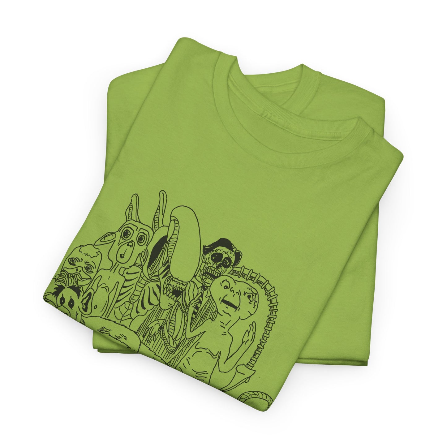 original drawing xenomorph and friends in black and white tshirt