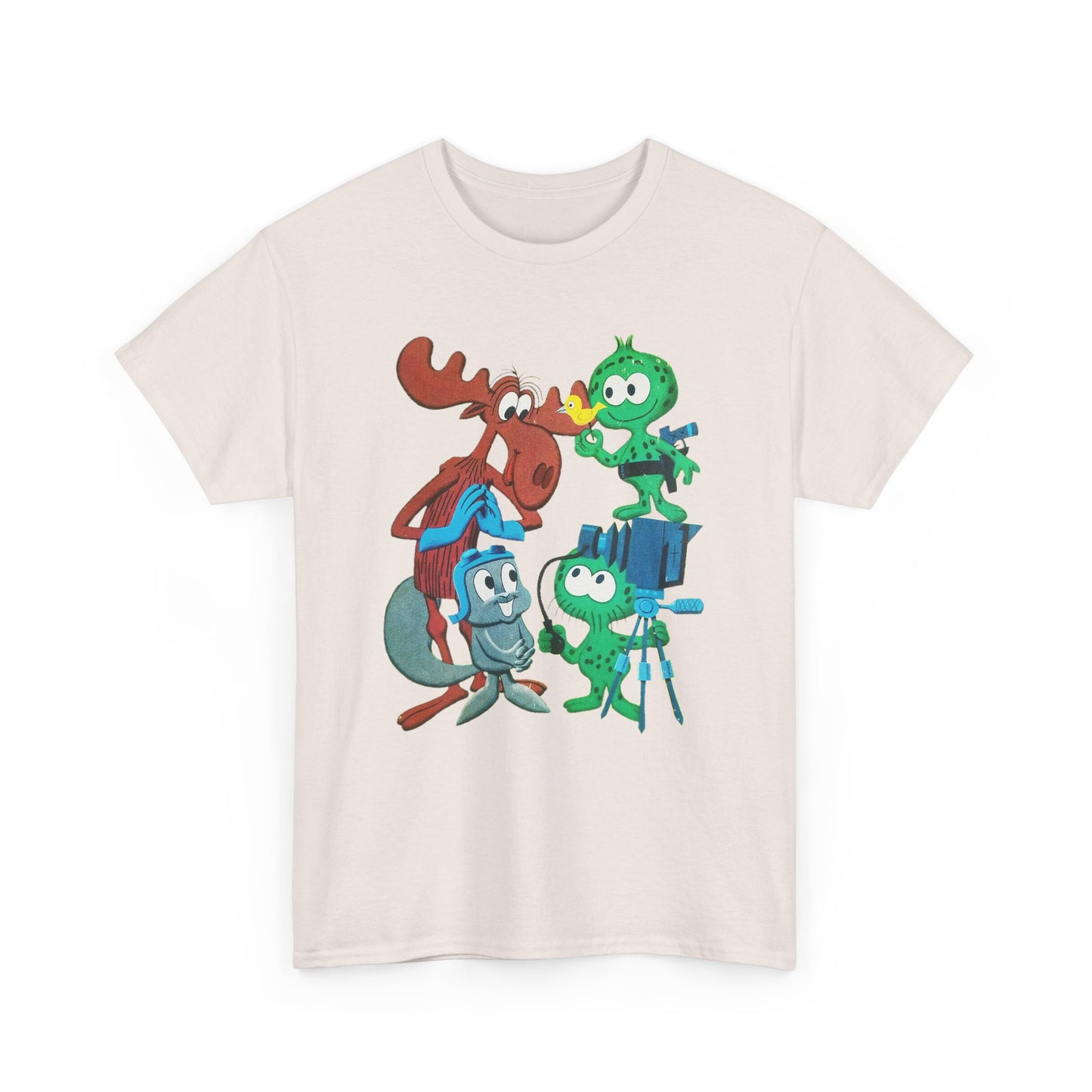 the rocky and bullwinkle show with gidney and cloyd reproduction tshirt