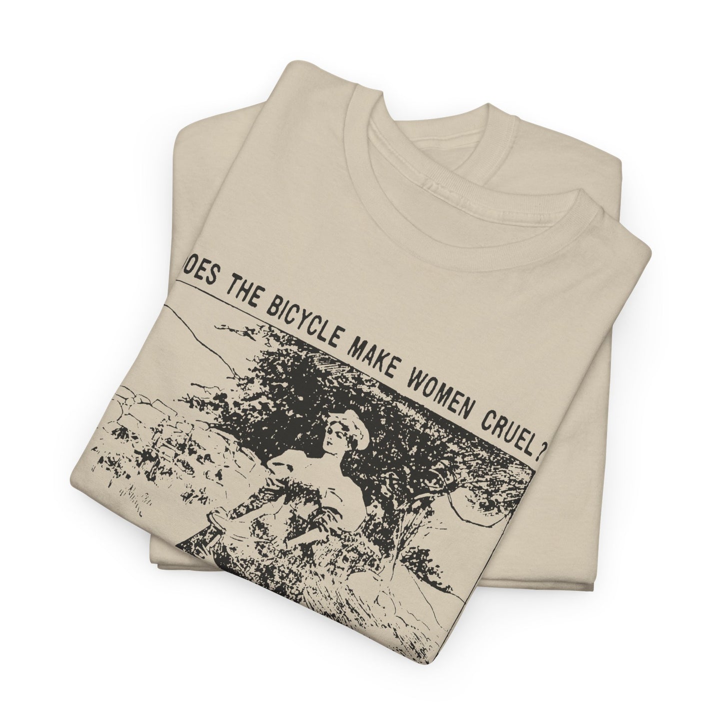 1897 cartoon does the bicycle make women cruel? reproduction tshirt