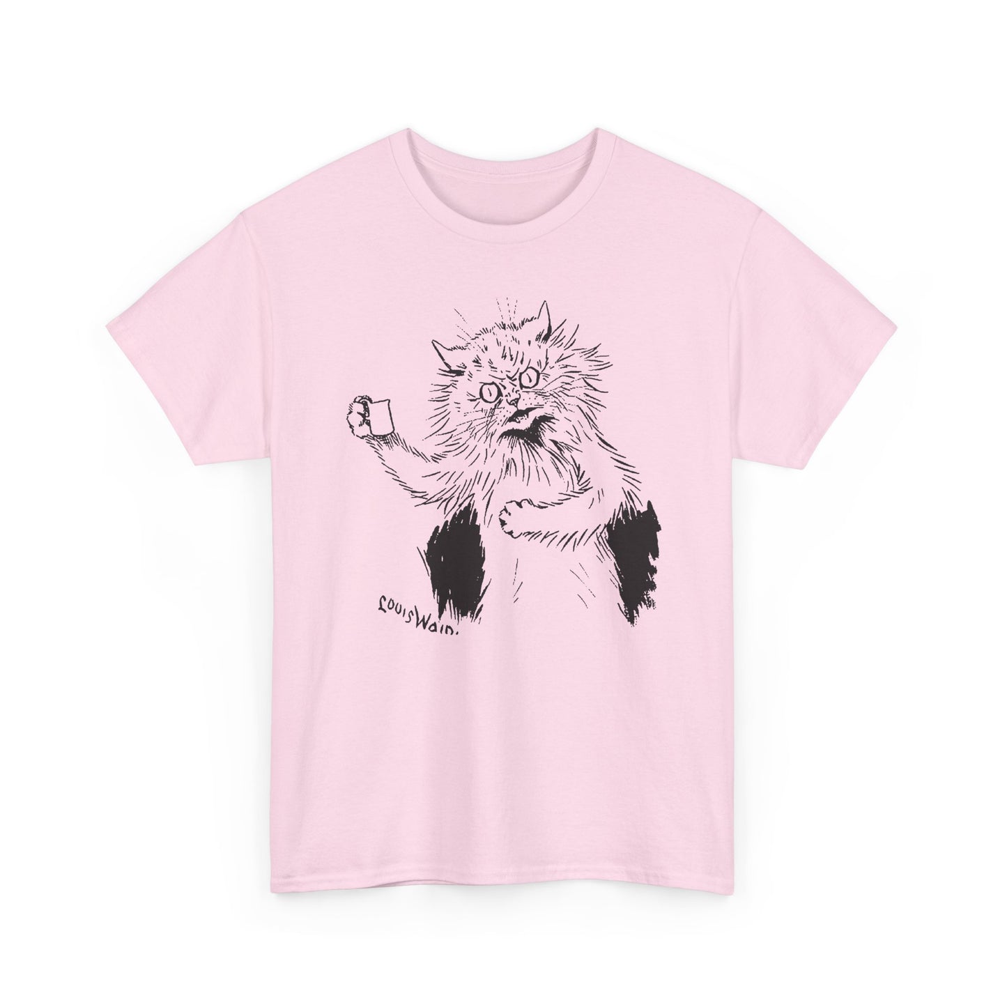 louis wain angry cat with cup reproduction tshirt