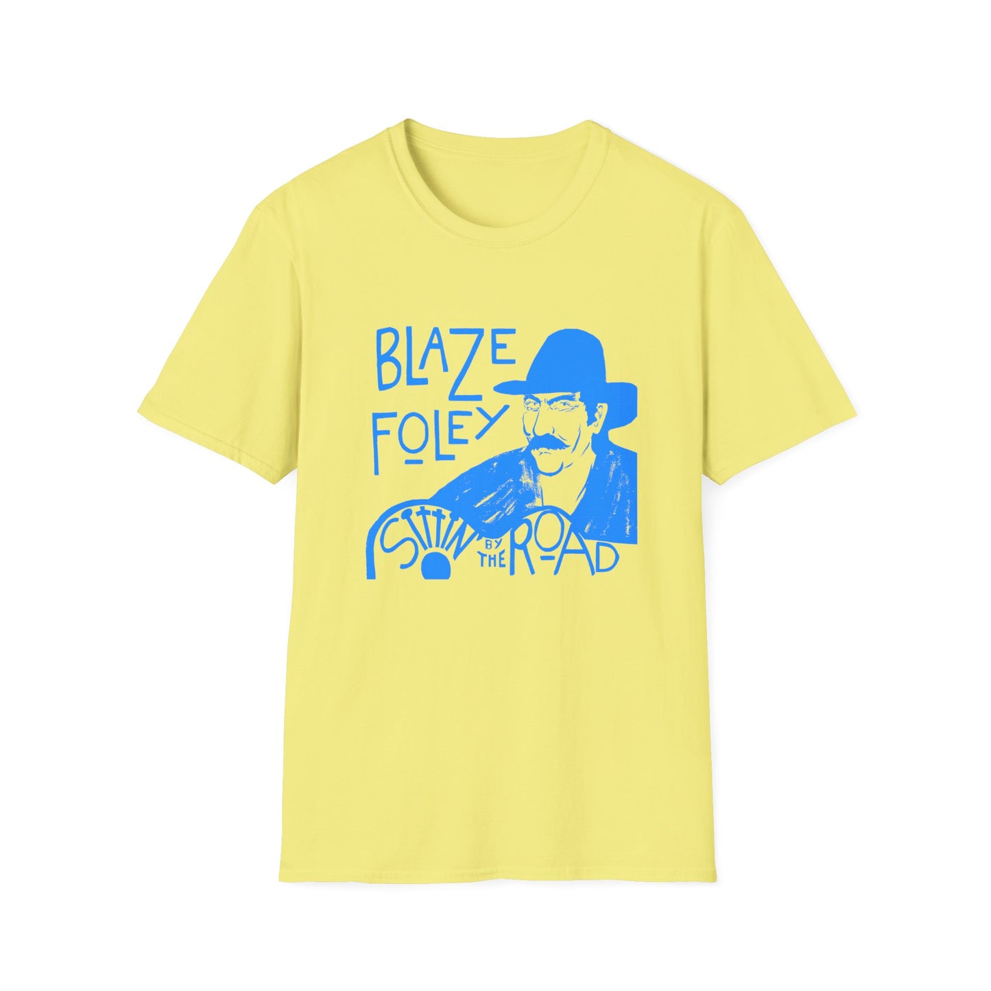 blaze foley sittin' by the road light blue stencil fan art tshirt