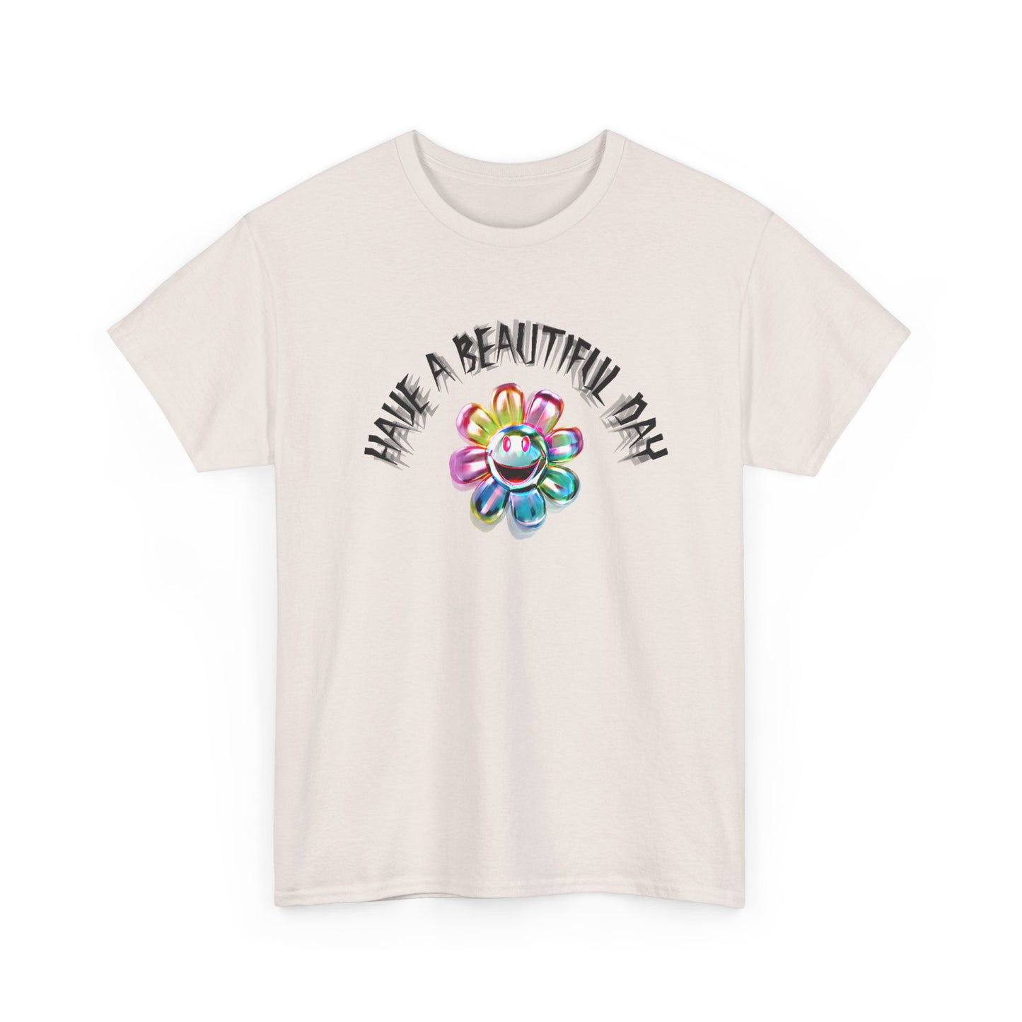 have a beautiful day chaotic rainbow daisy design tshirt