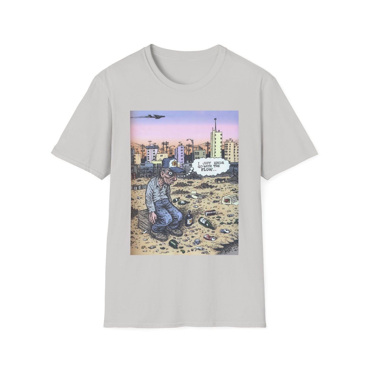 r. crumb i just kinda go with the flow color tshirt