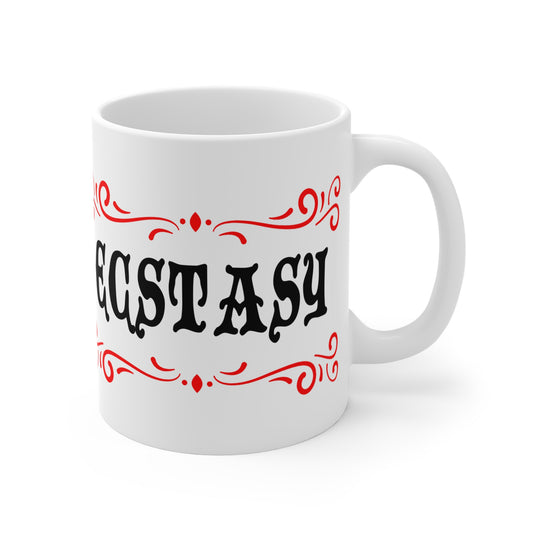 vintage inspired tongue in cheek ecstasy drug mug