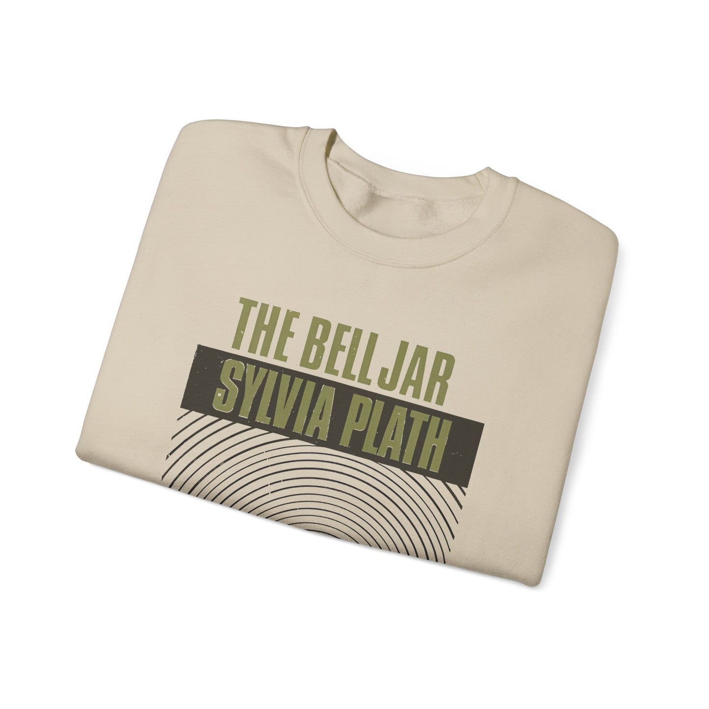 1963 book by sylvia plath "the bell jar" book cover on a unisex heavy blend crewneck sweatshirt