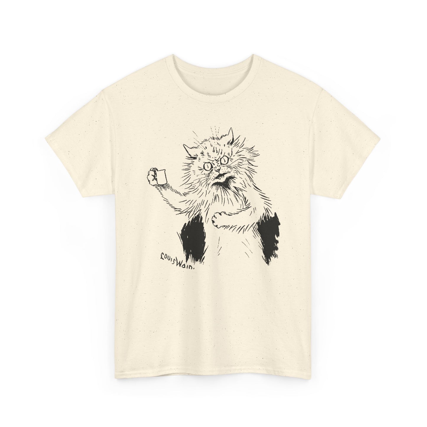 louis wain angry cat with cup reproduction tshirt