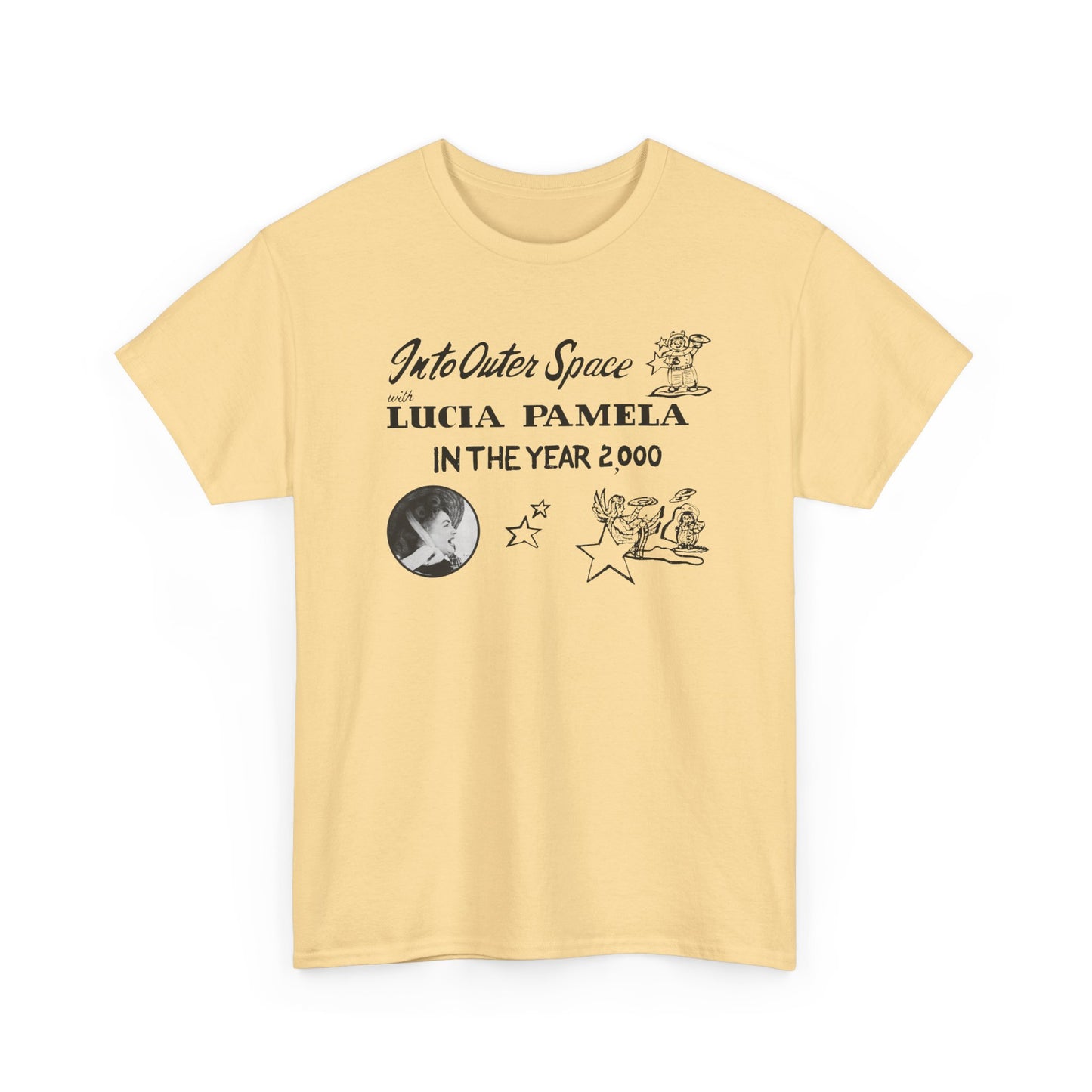into outer space with lucia pamela in the year 2000 coloring book cover tshirt
