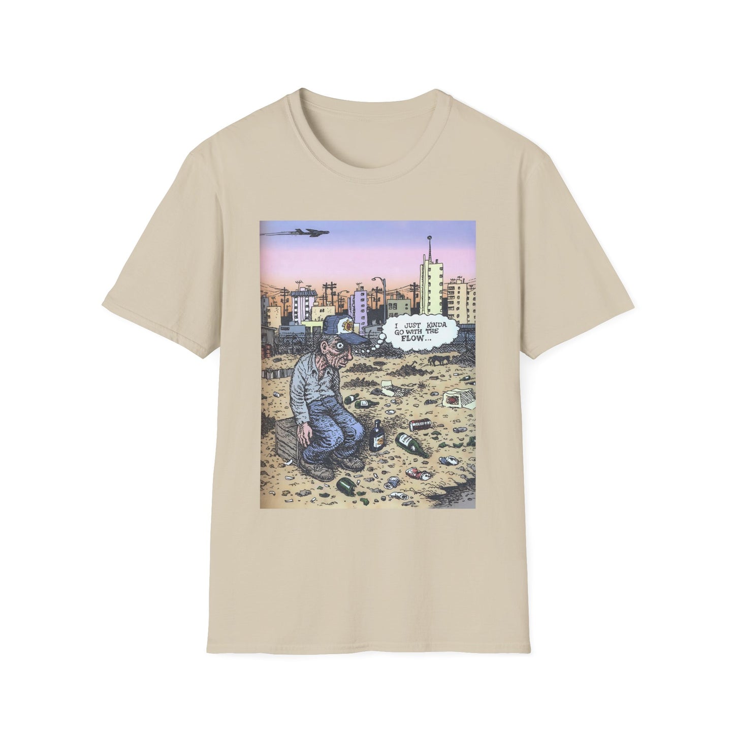 r. crumb i just kinda go with the flow color tshirt