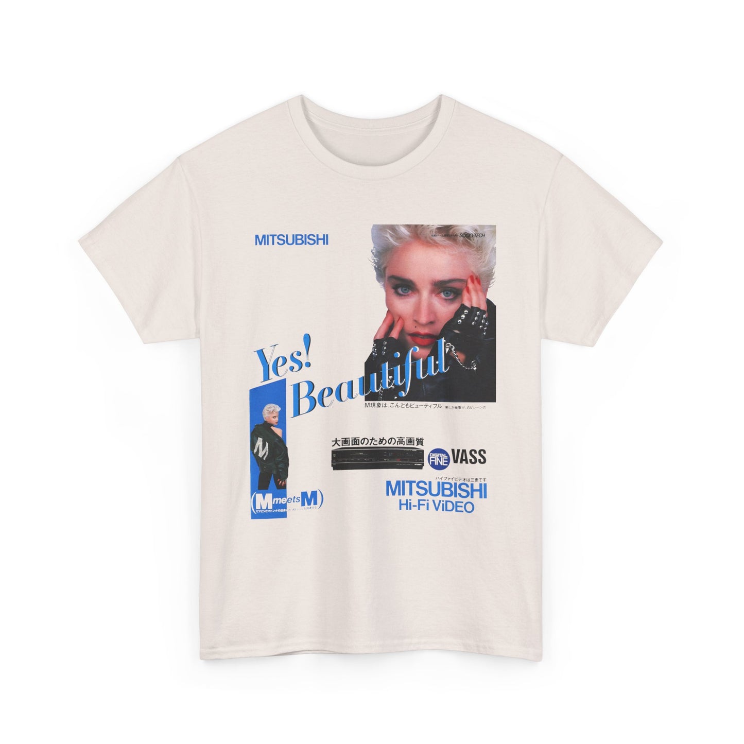 1987 japanese mitsubishi hi fi video ad with madonna reproduction tshirt