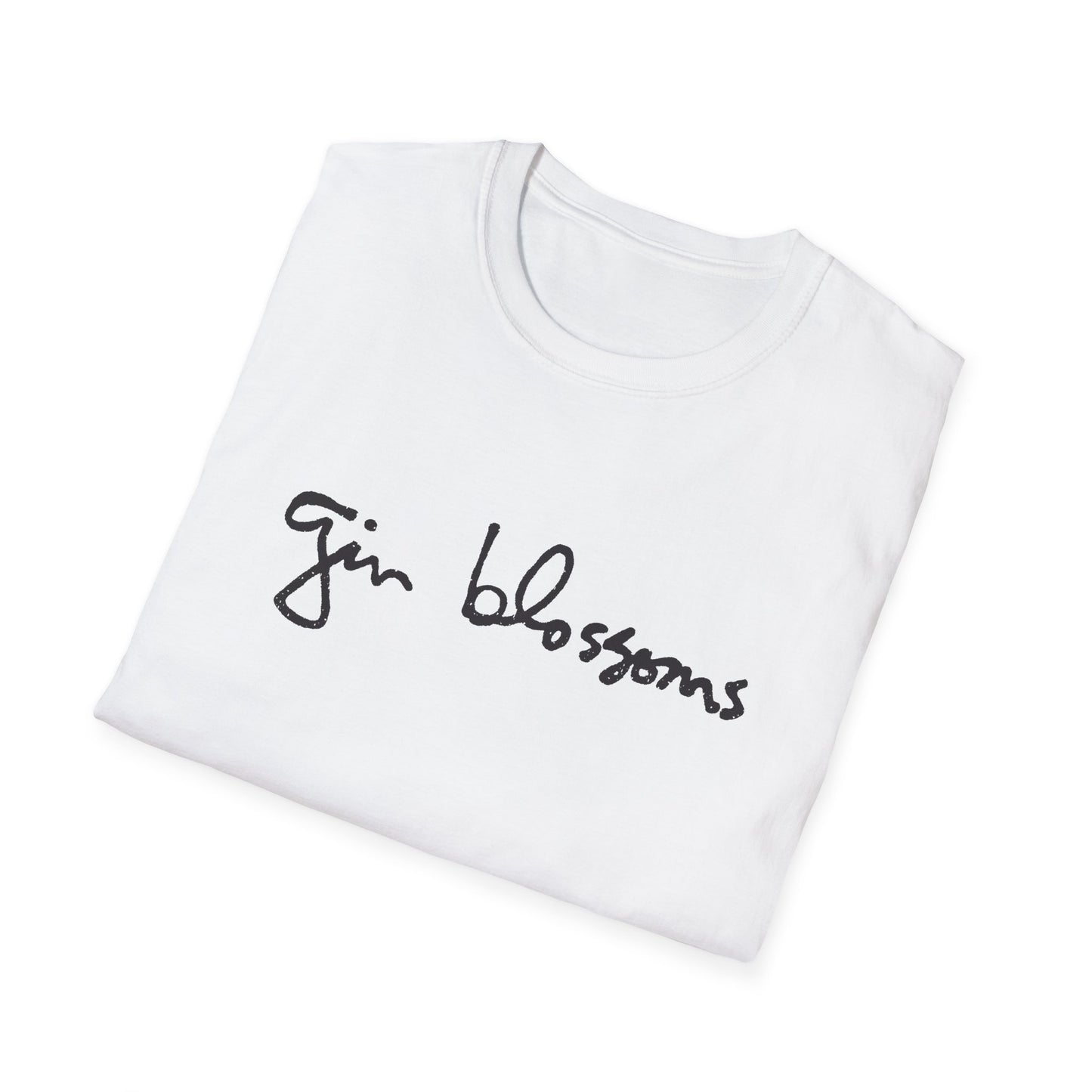 gin blossoms logo in black tshirt
