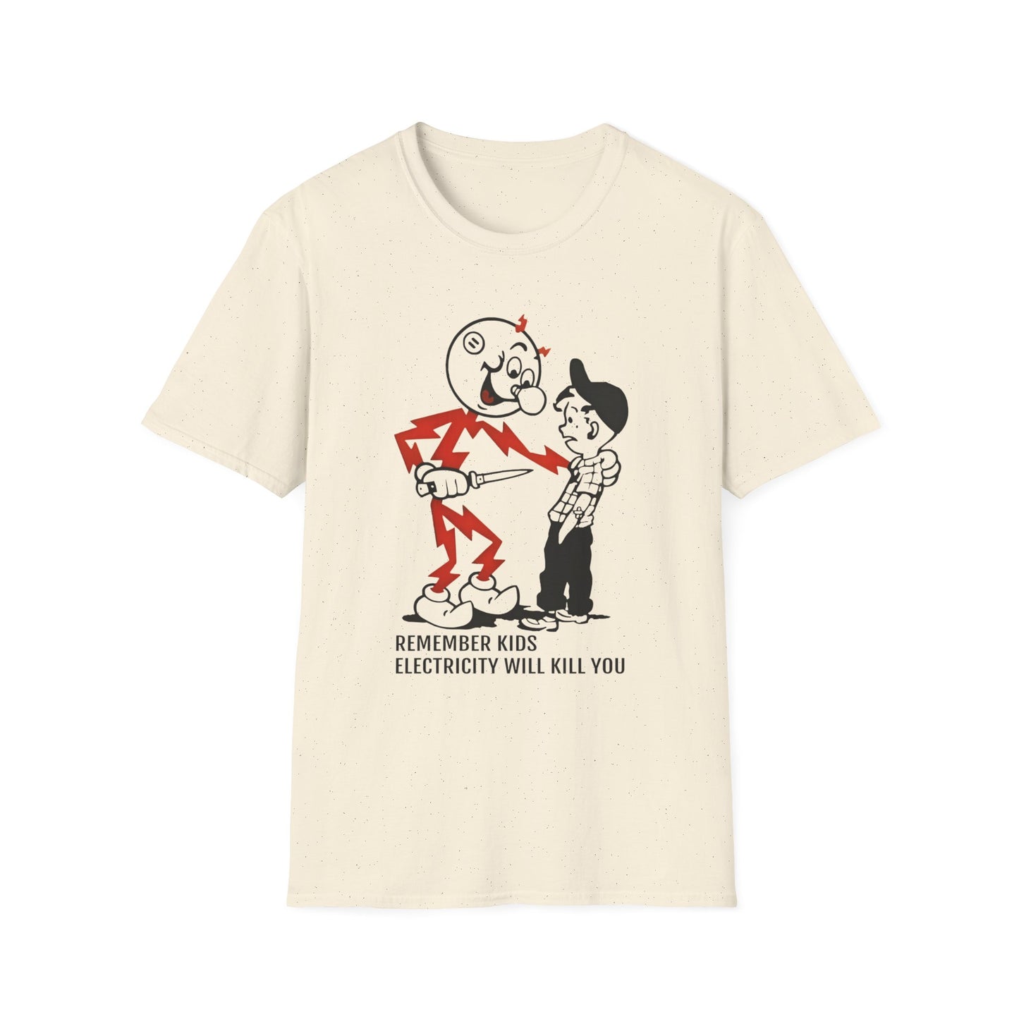 reddy kilowatt remember kids electricity will kill you vintage logo reproduction tshirt