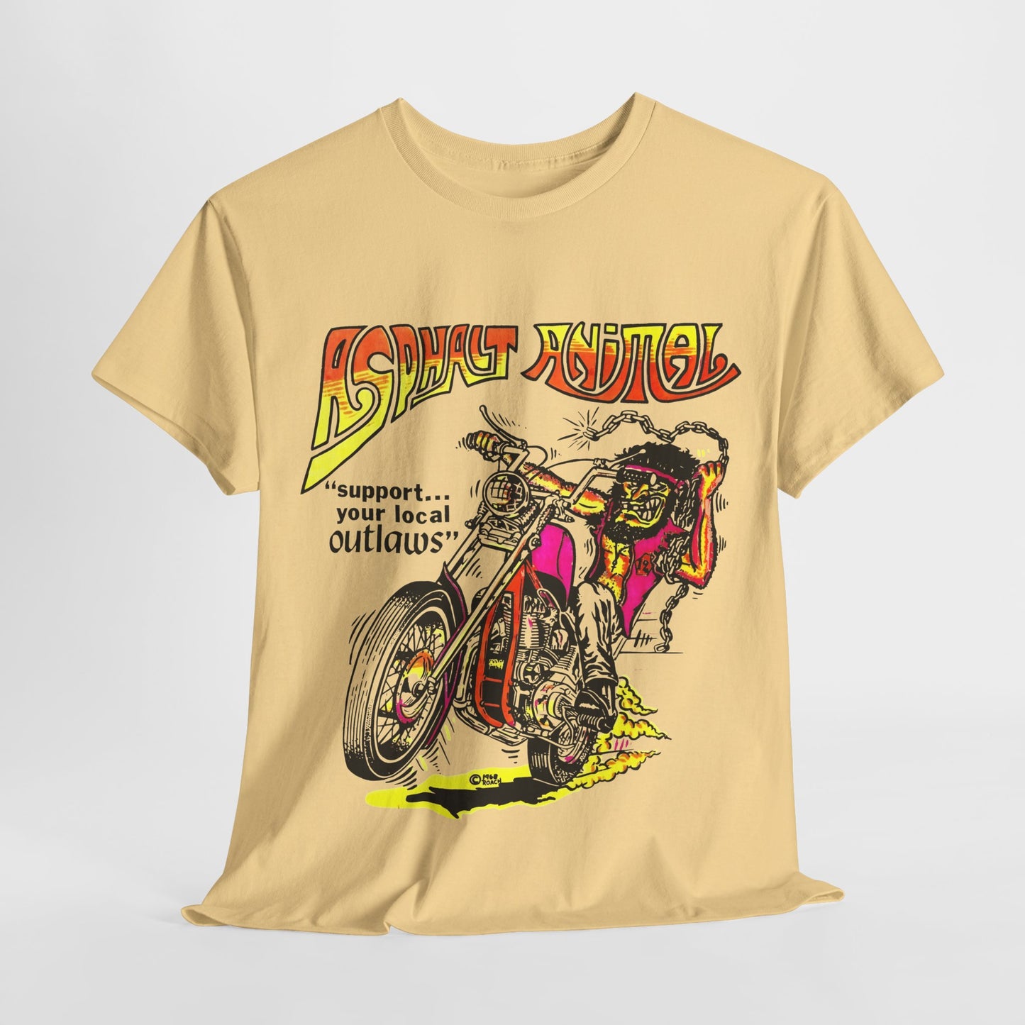 vintage 1967 asphalt animal support your local outlaws mototcycle graphic reproduction tshirt