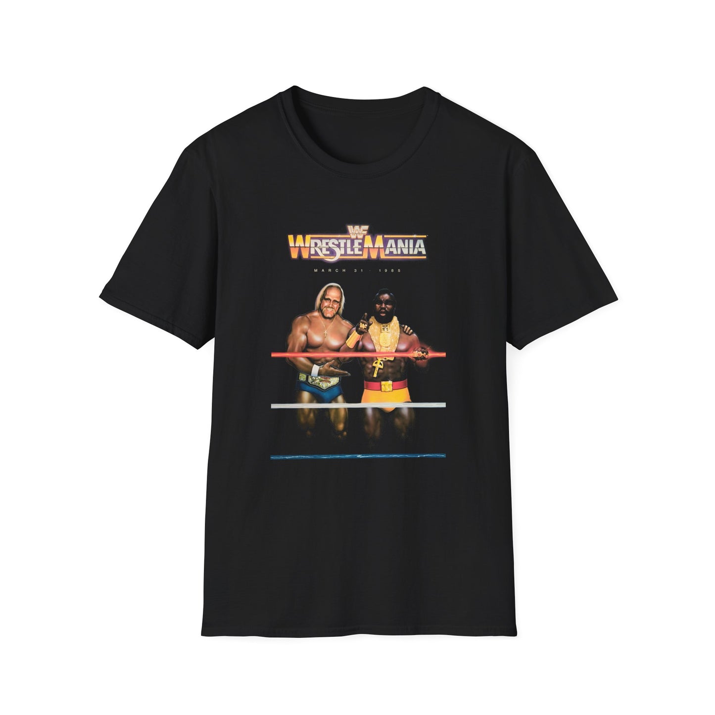 first wrestlemania 1985 hulk hogan and mr. t reproduction tshirt