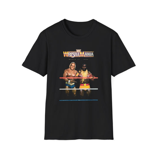 first wrestlemania 1985 hulk hogan and mr. t reproduction tshirt