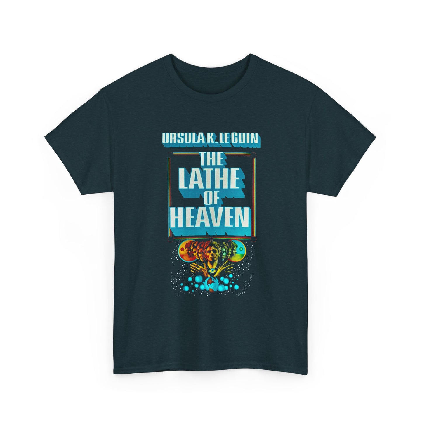 1971 ursula k le guin sci fi novel lathe of heaven variant with name book cover tshirt