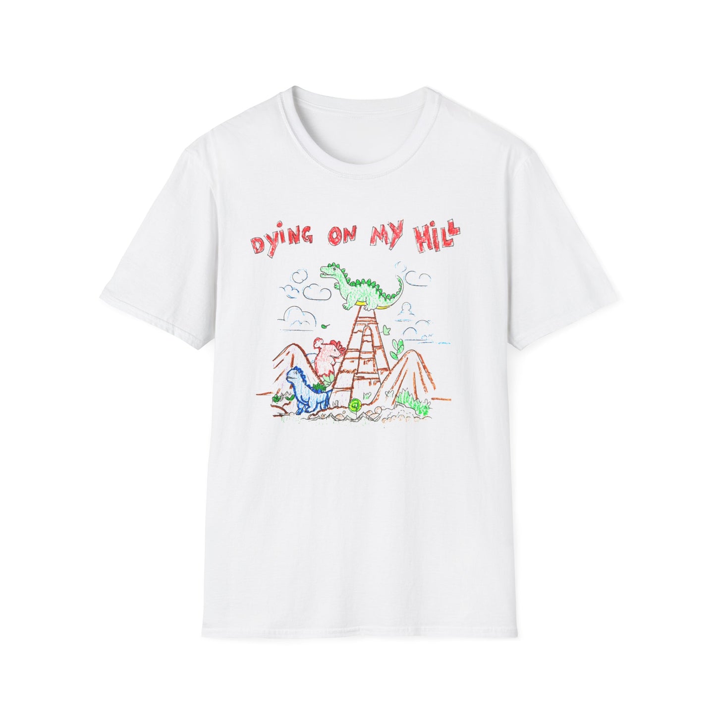 dying on my hill crayon dinosaur meme tshirt