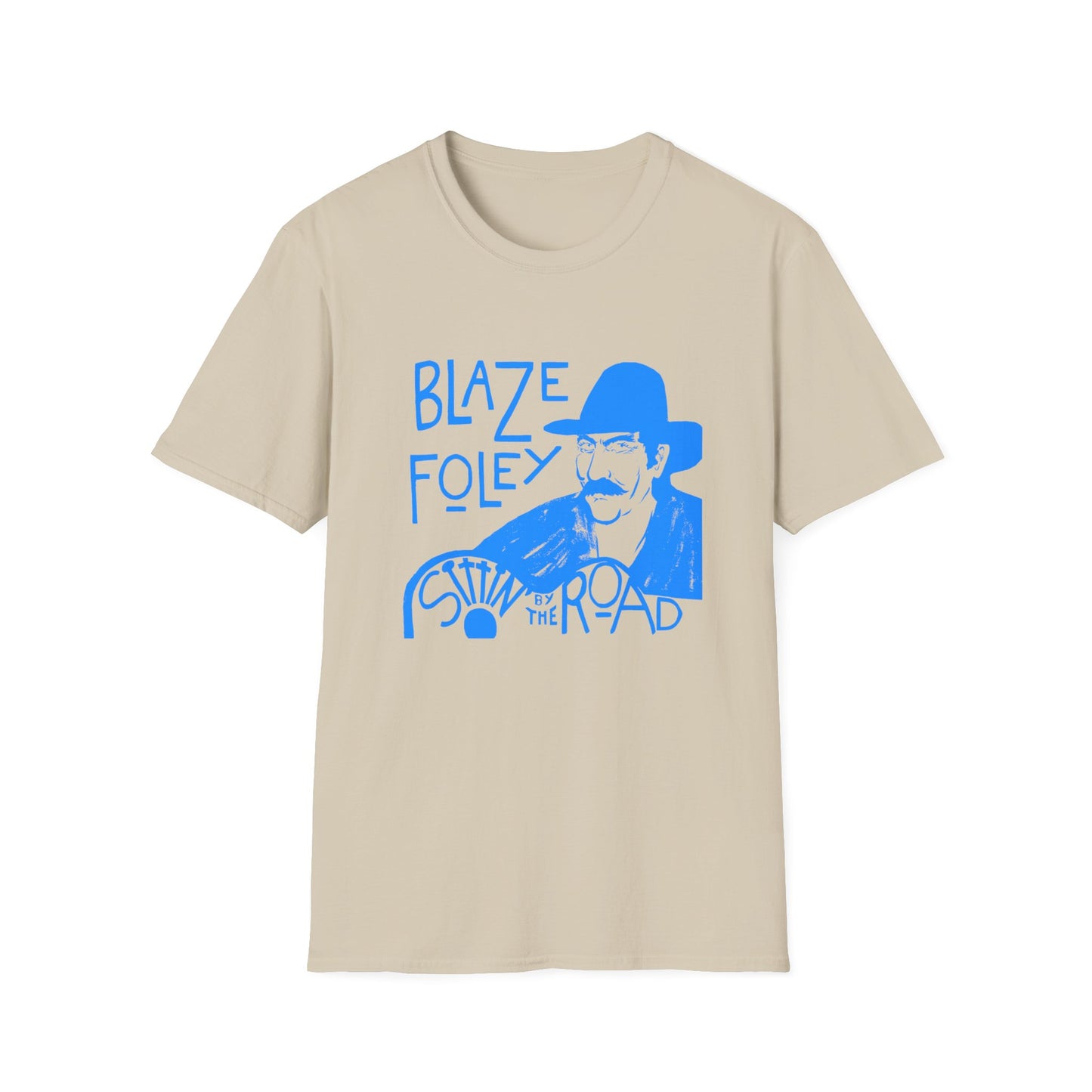 blaze foley sittin' by the road light blue stencil fan art tshirt