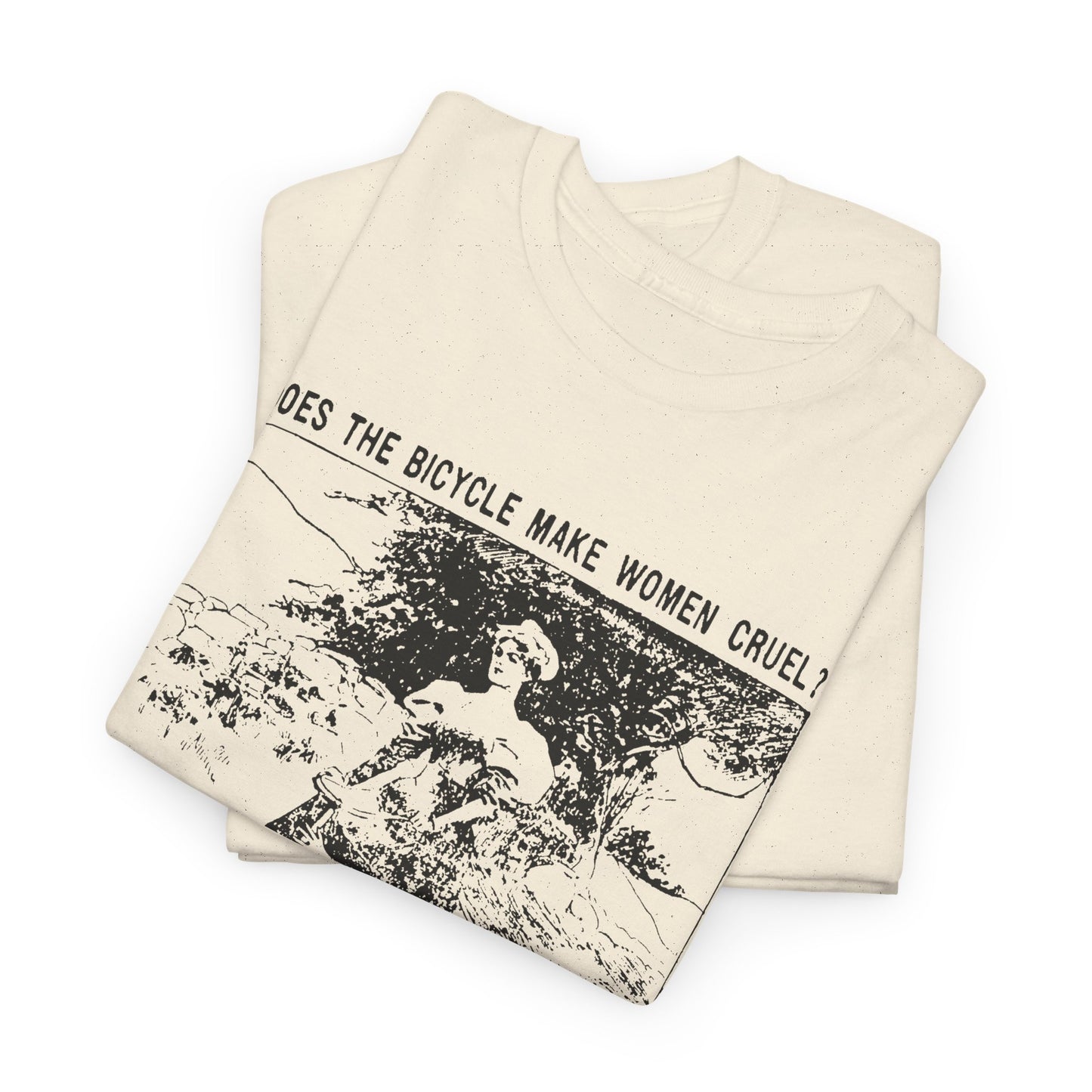 1897 cartoon does the bicycle make women cruel? reproduction tshirt