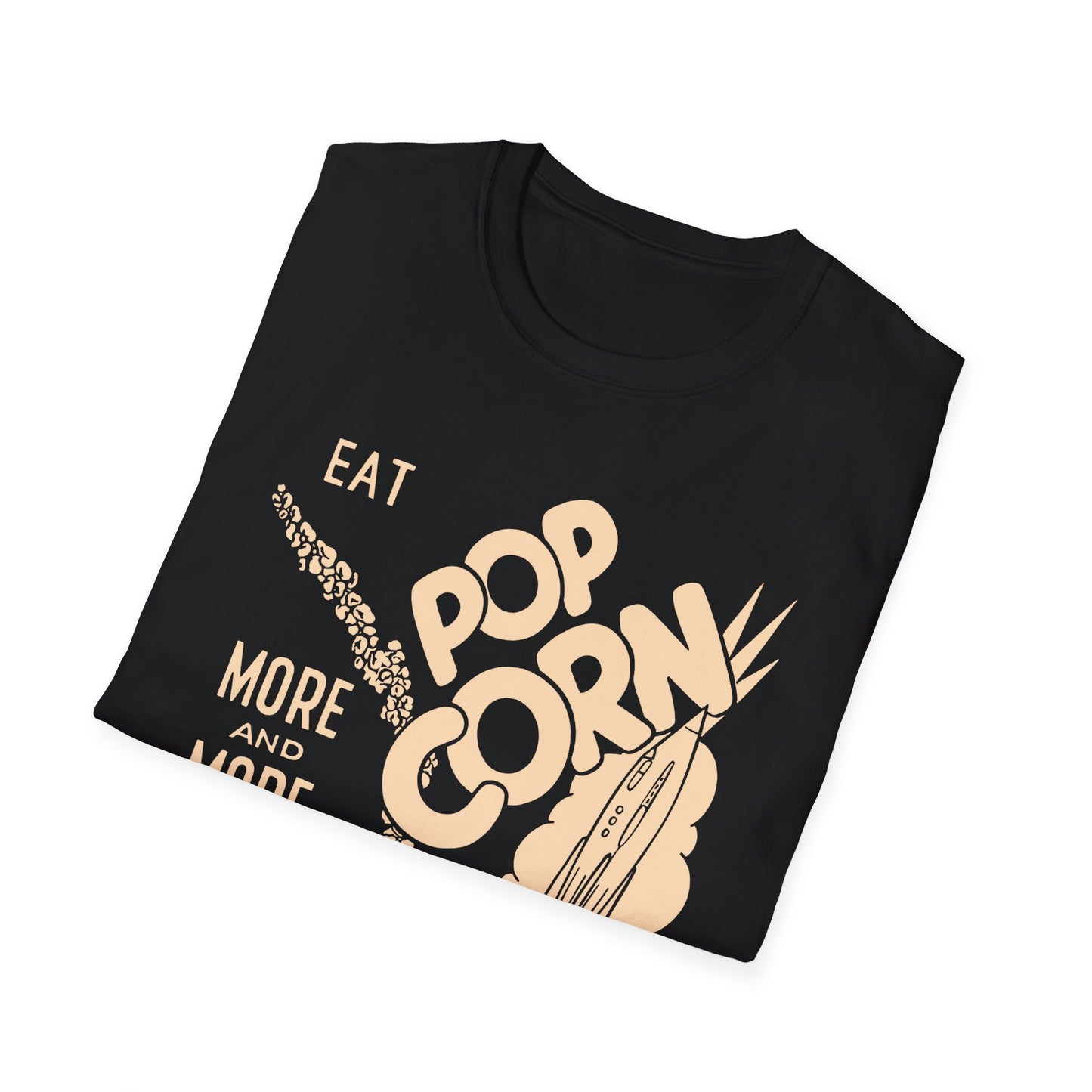 1950s popcorn box logo eat popcorn more and more and more out of this world! tshirt