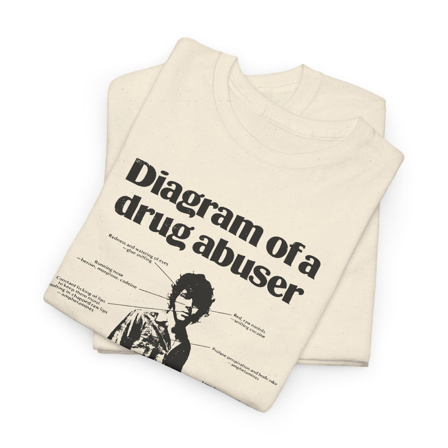 1970s diagram of a drug abuser tshirt
