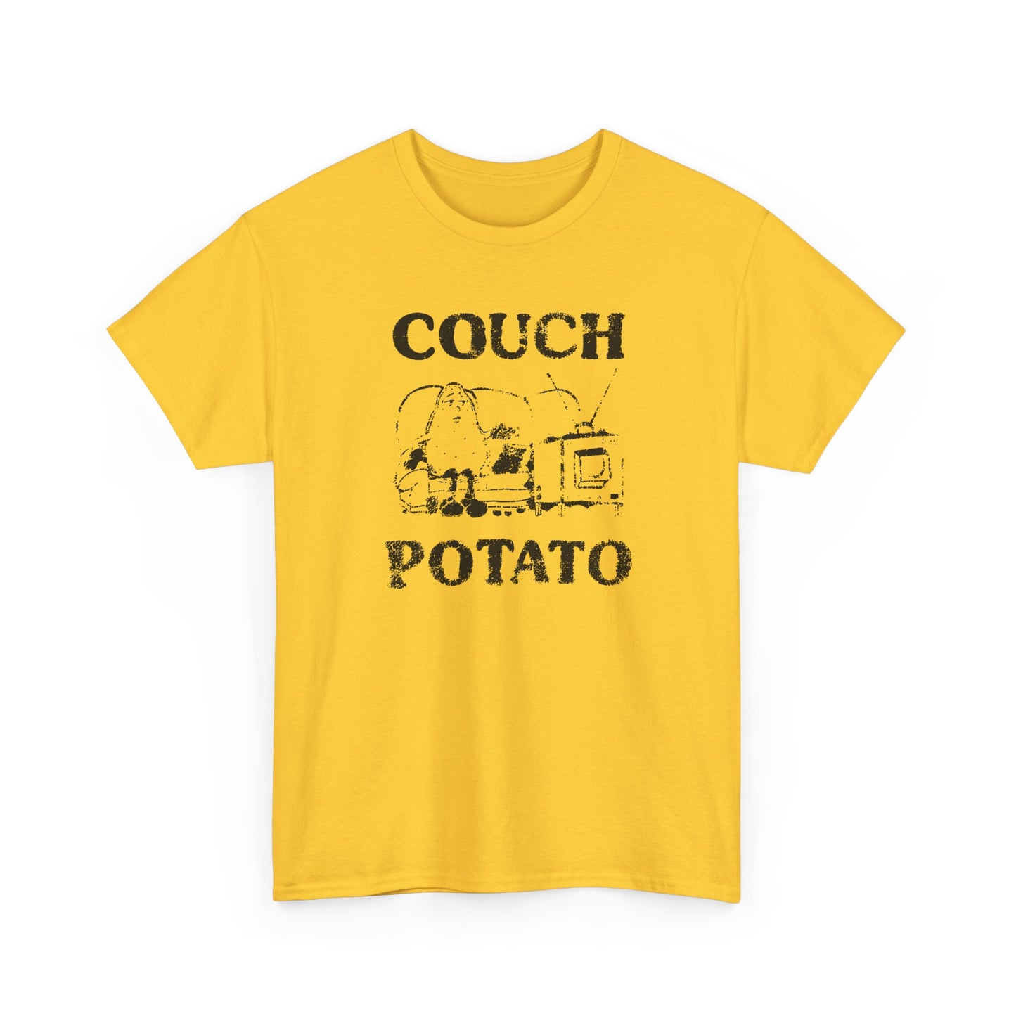 vintage couch potato reproduction in black graphic tshirt