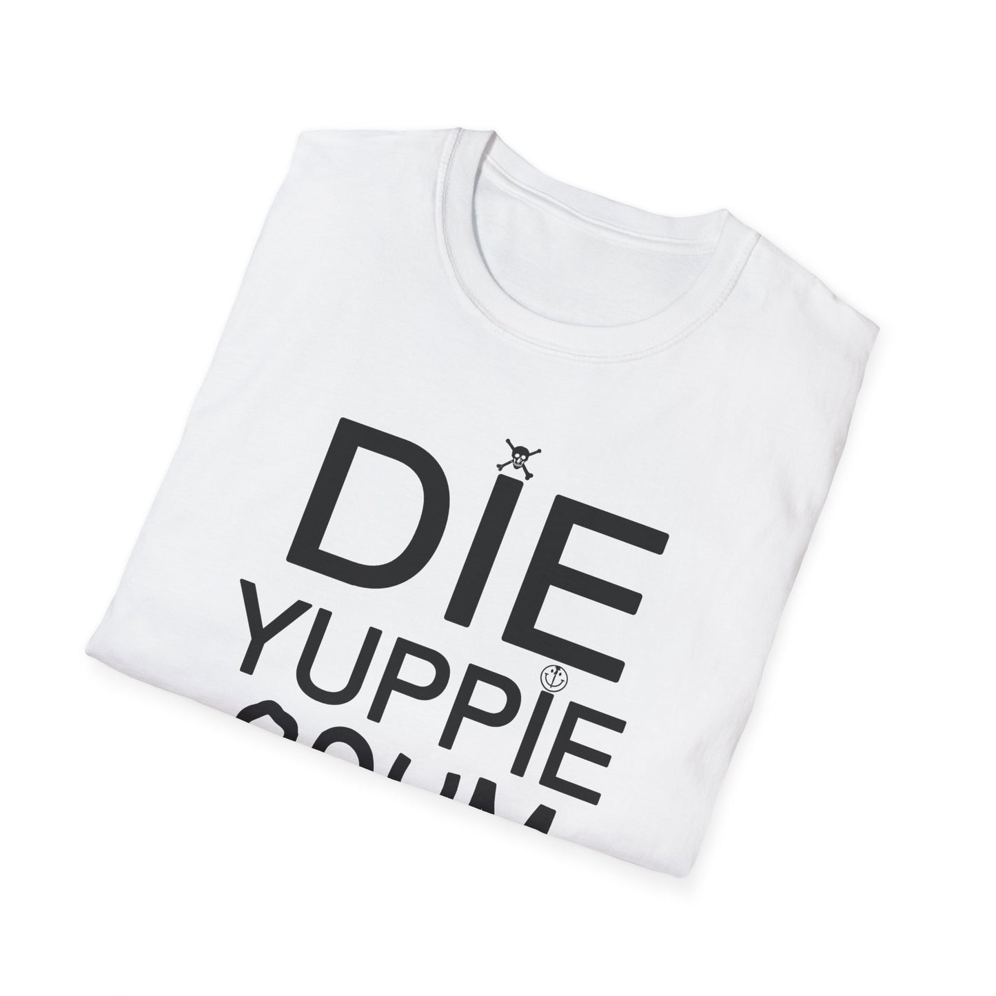 1980s new york inspired anti gentrification message die yuppie scum! tshirt