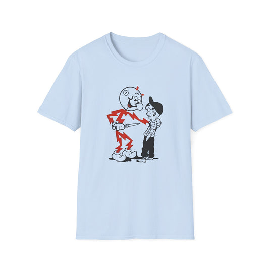 reddy kilowatt electricity will kill you vintage logo reproduction tshirt