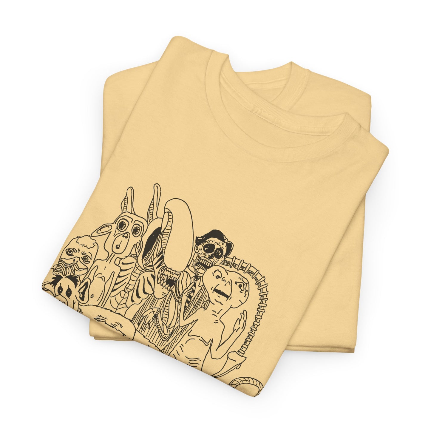 original drawing xenomorph and friends in black and white tshirt