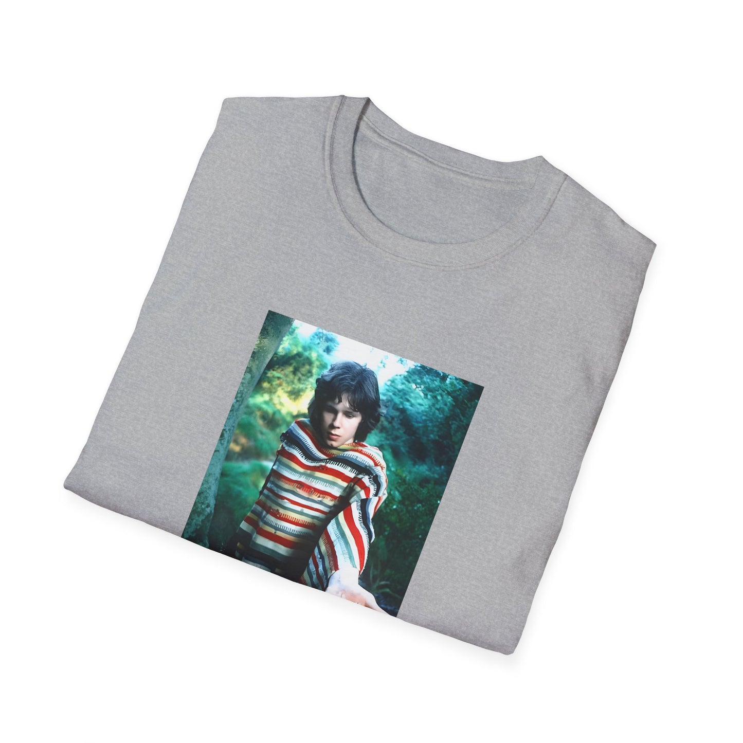 nick drake in the forest holding mushrooms tshirt