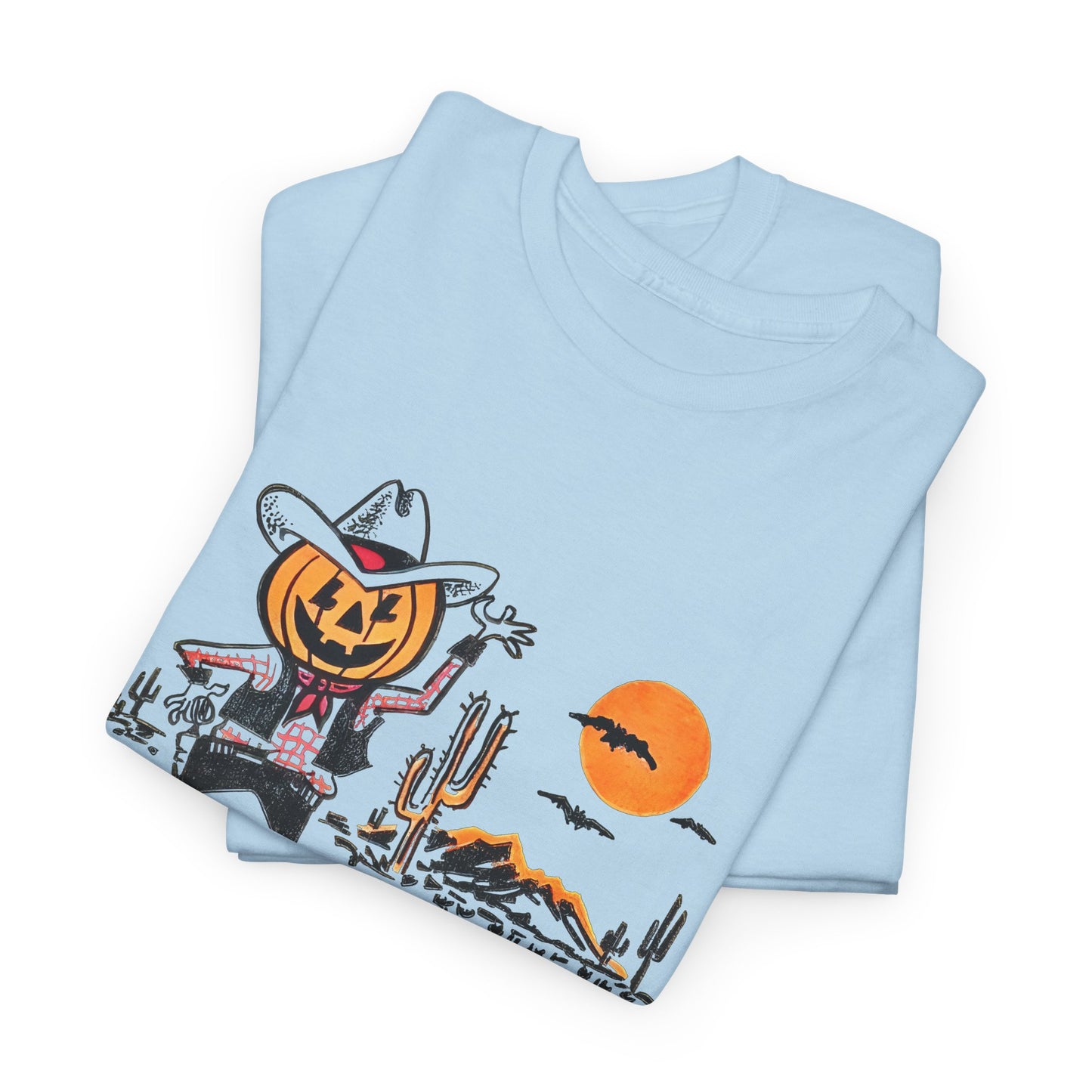 vintage trick or treat bag cowboy pumpkin graphic reproduction tshirt
