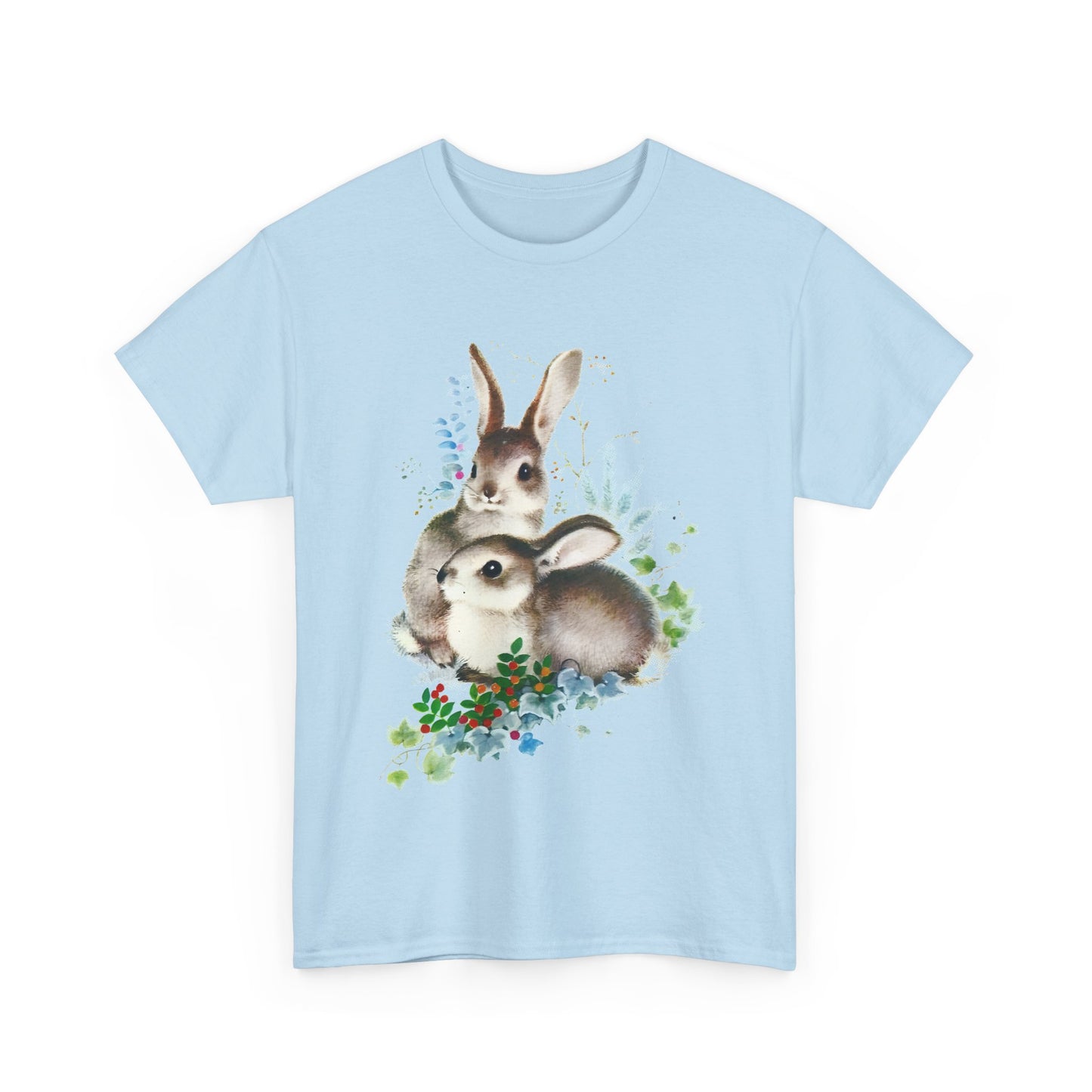 mid twentieth century two bunnies vintage graphic reproduction tshirt