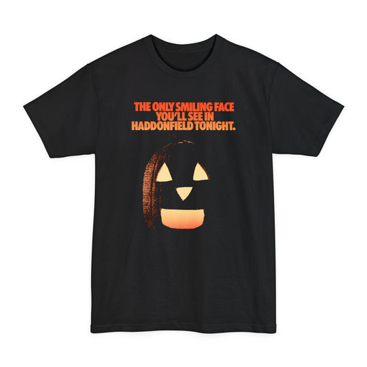 oversized halloween 1978 tv guide ad art the only smiling face you'll see in haddonfield tonight unisex tall beefy tshirt