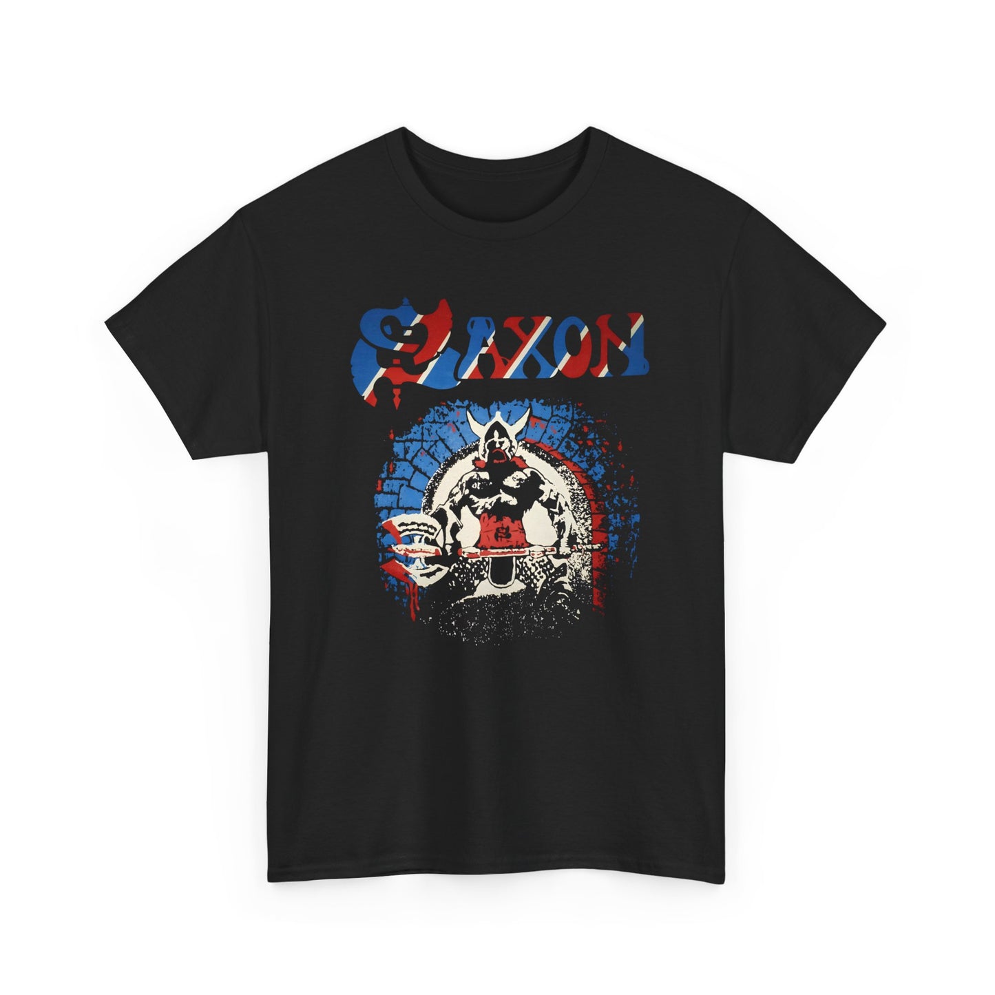 1980s heavy metal band saxon warrior logo reproduction tshirt