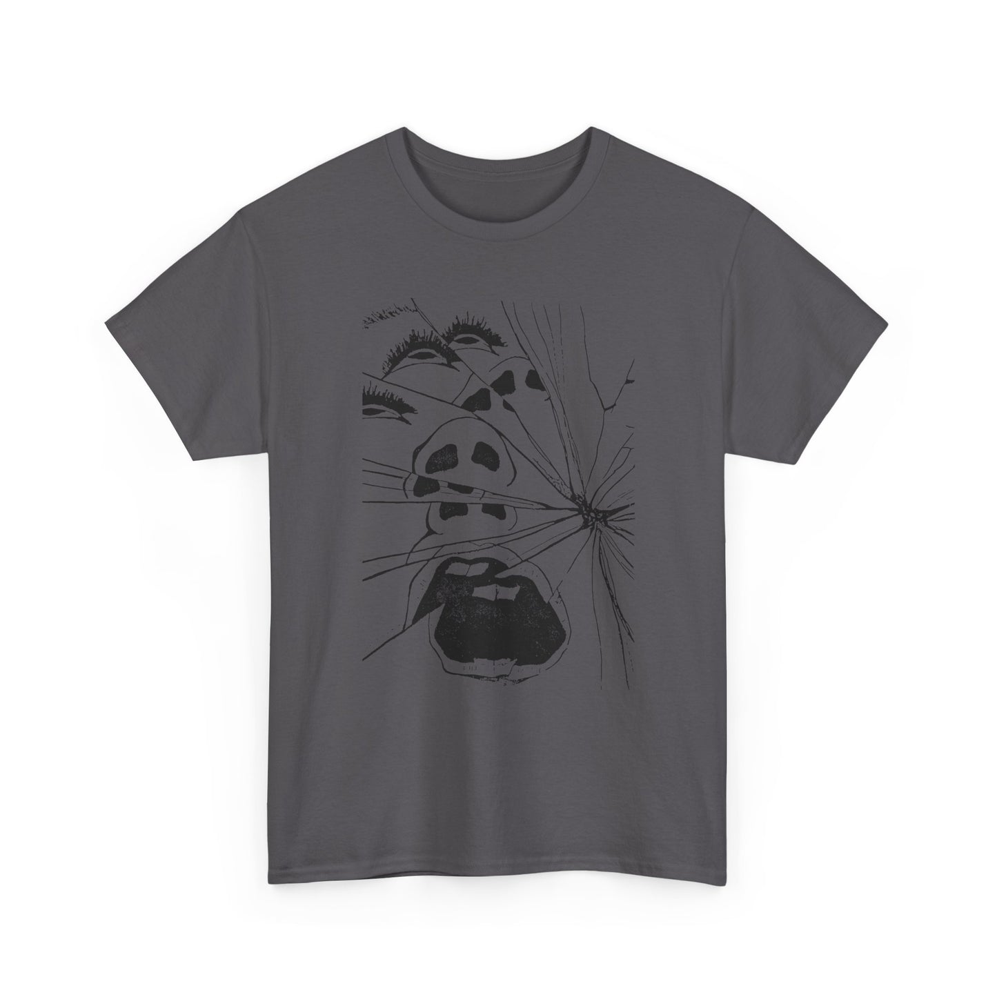 woman screaming through broken glass illustration custom edit tshirt