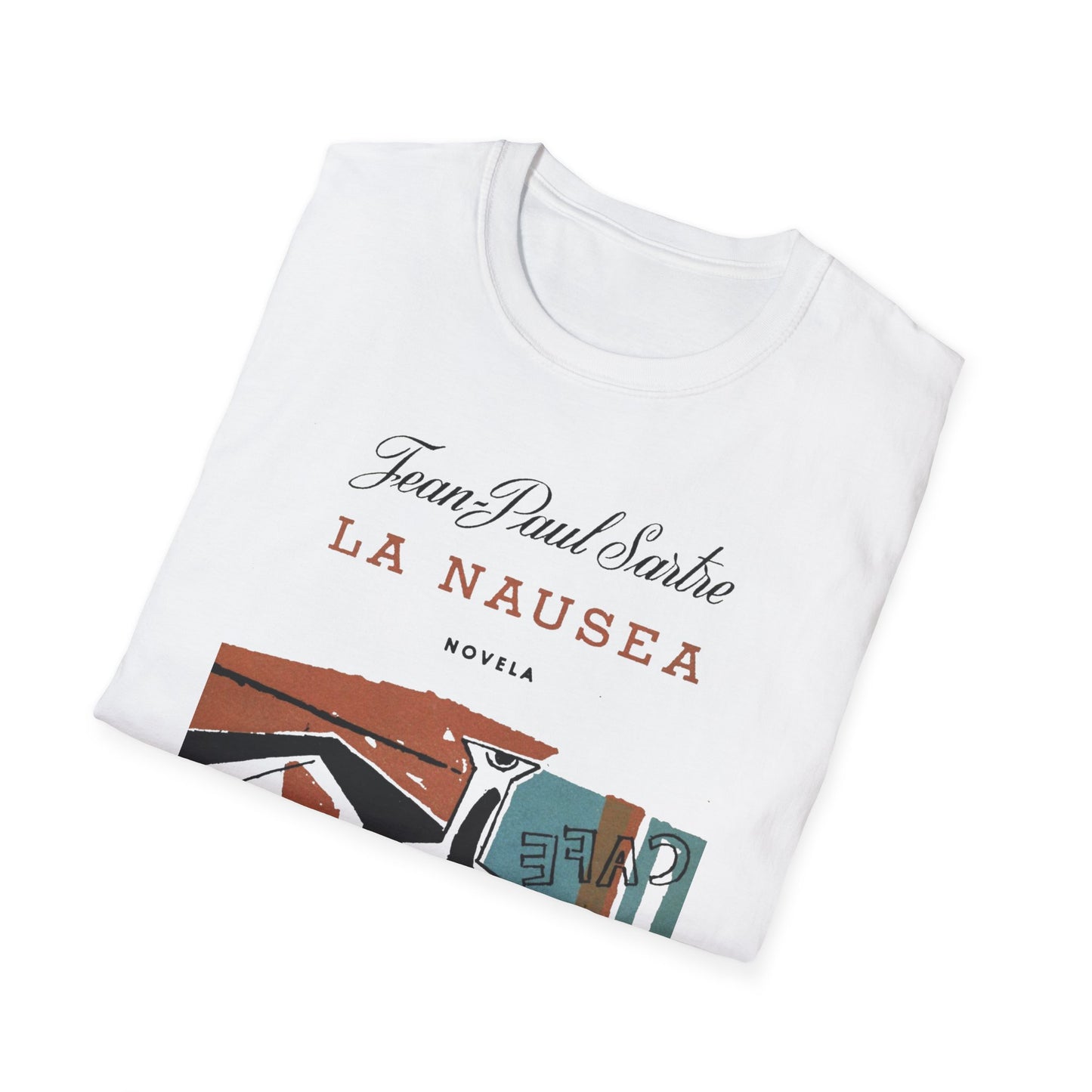 1938 spanish book cover for nausea by jean-paul sartre tshirt
