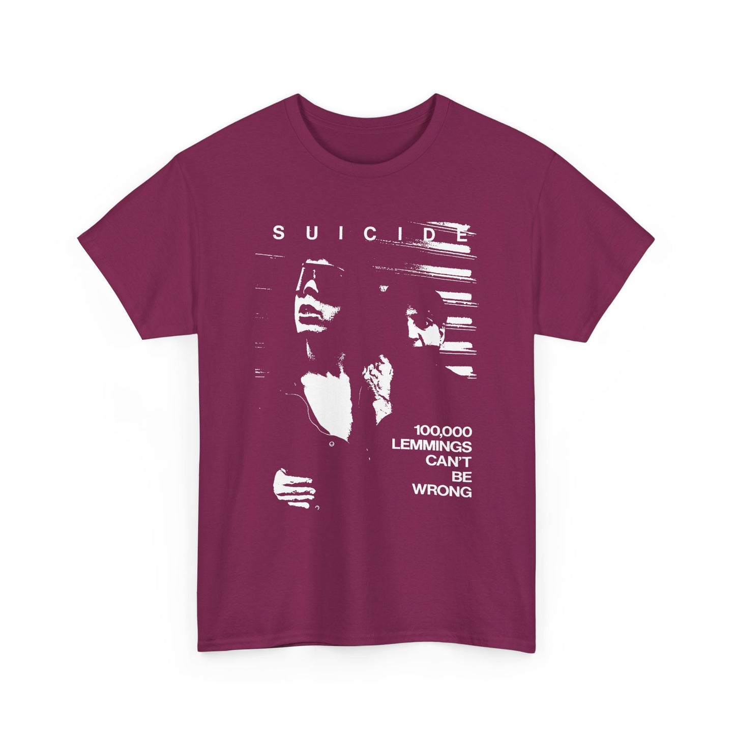 1980 zig zag magazine article on the band suicide 100 000 lemmings can't be wrong graphic tshirt