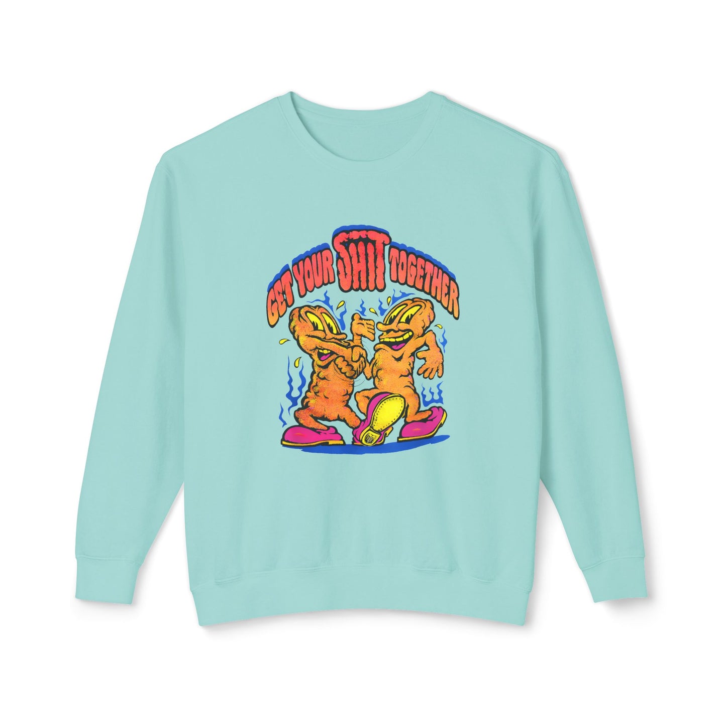 1970s graphic "get your shit together" two shits shaking hands 100% cotton sweatshirt
