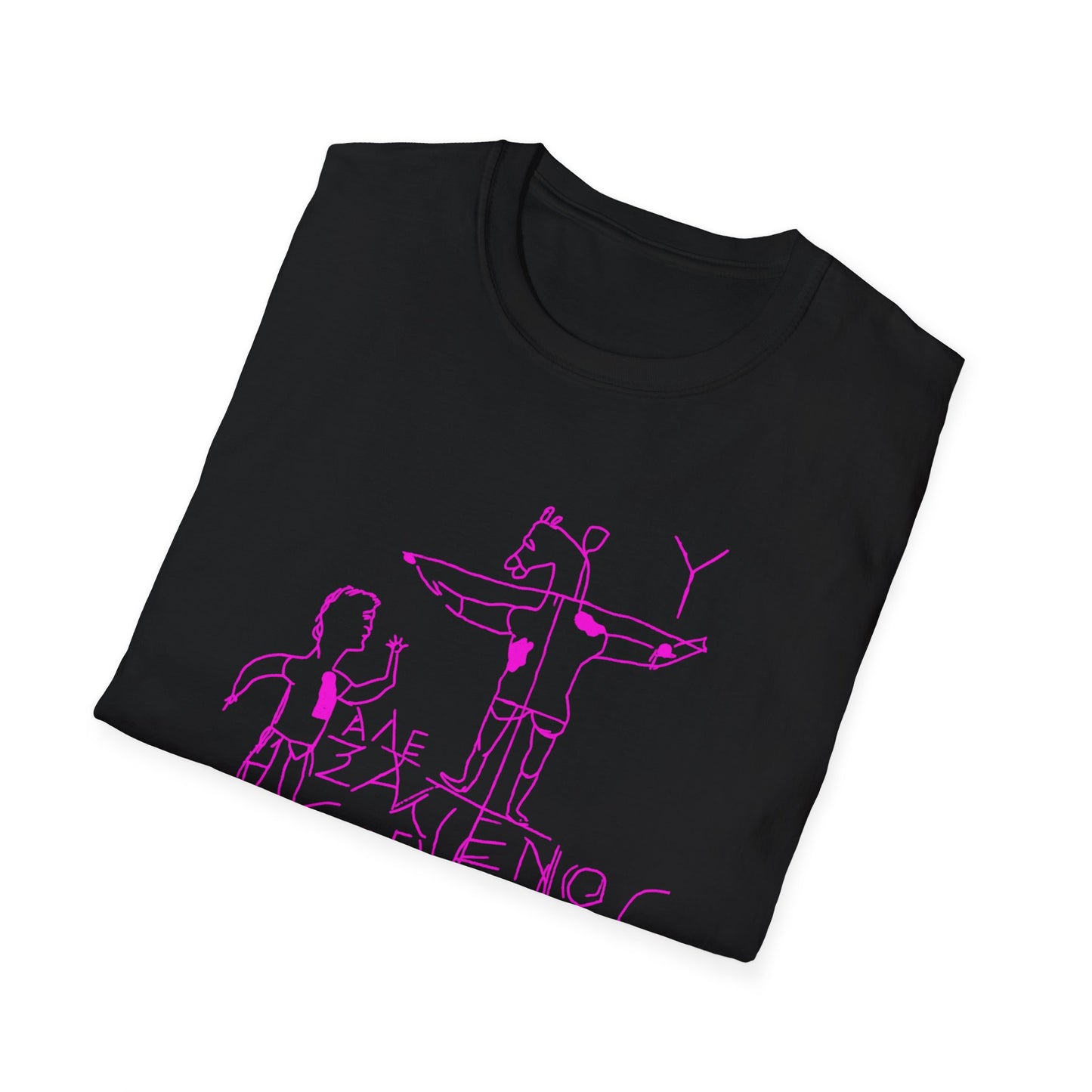 alexamenos graffito blasphemous young man worships donkey early graffiti 200 BC in pink tshirt