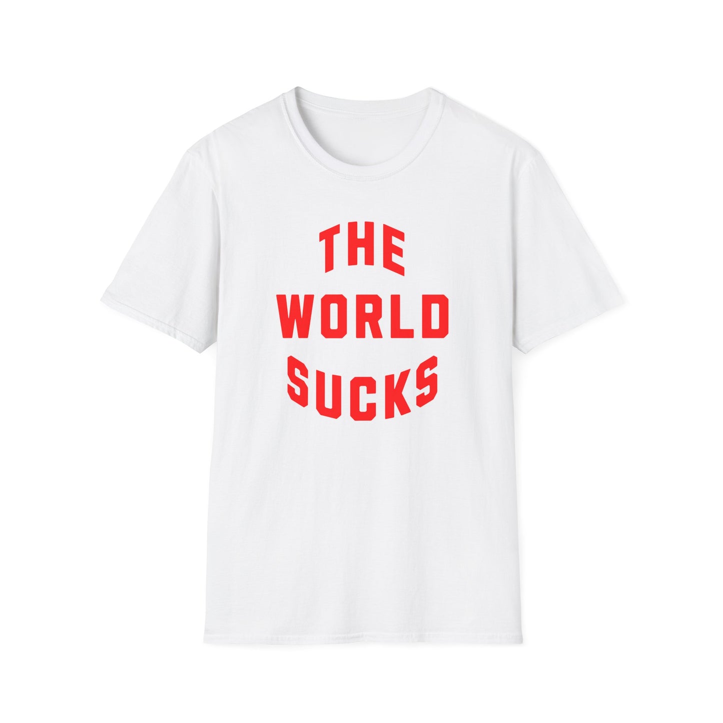 the world sucks in red tshirt