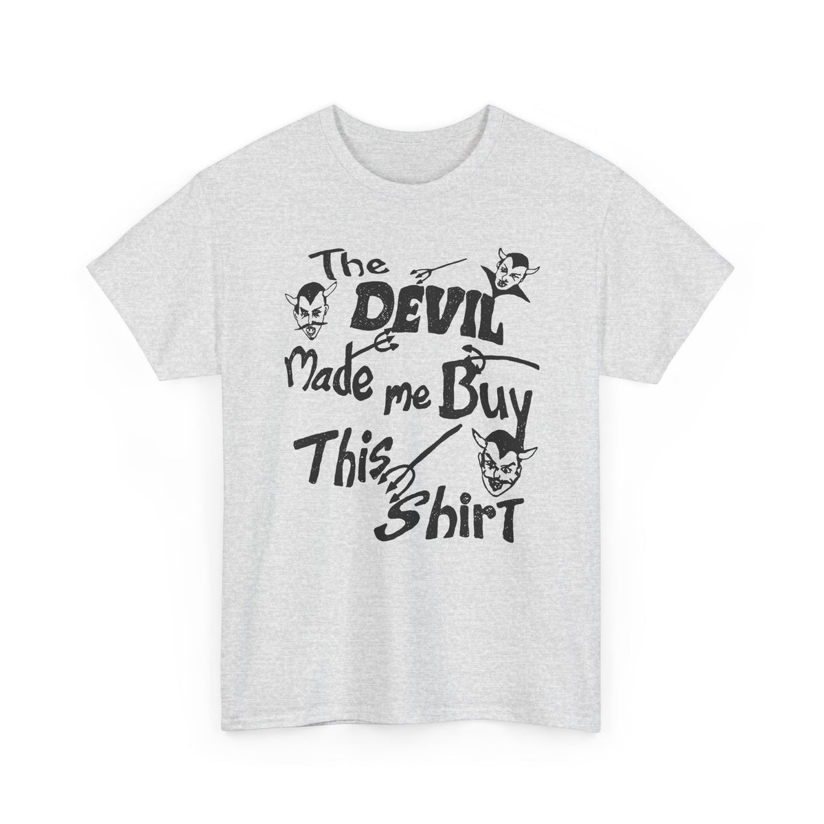 vintage the devil made me buy this shirt custom drawn reproduction tshirt