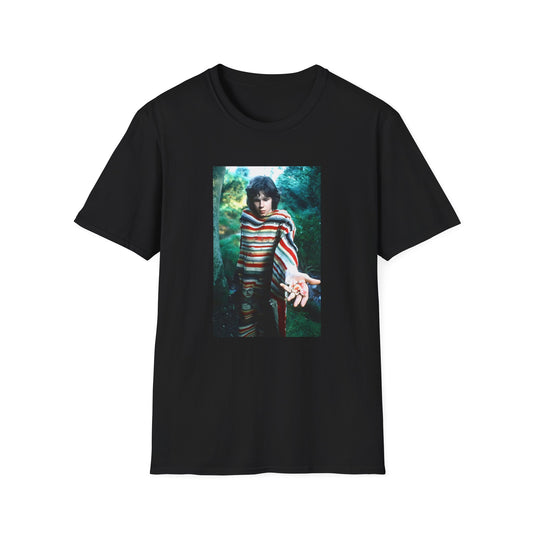 nick drake in the forest holding mushrooms tshirt