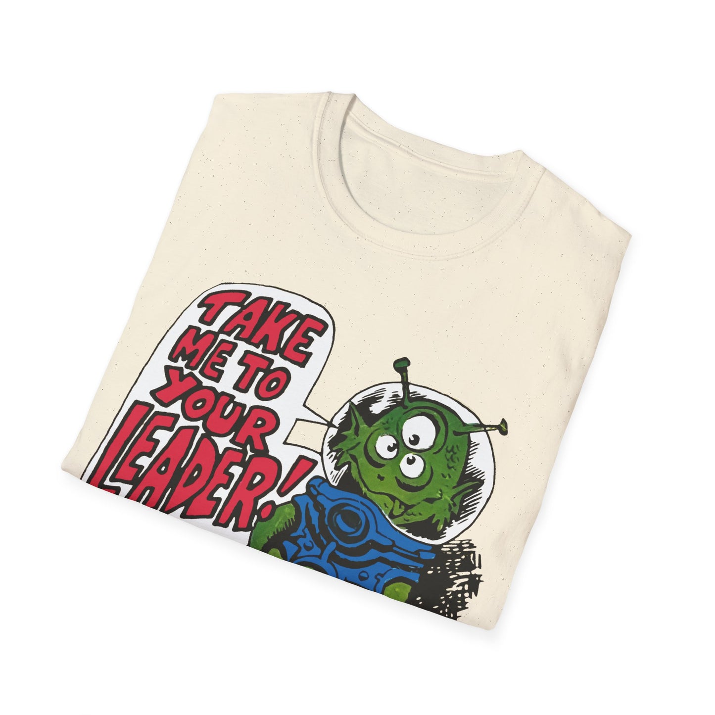 1970s "take me to your leader" alien cartoon character reproduction tshirt