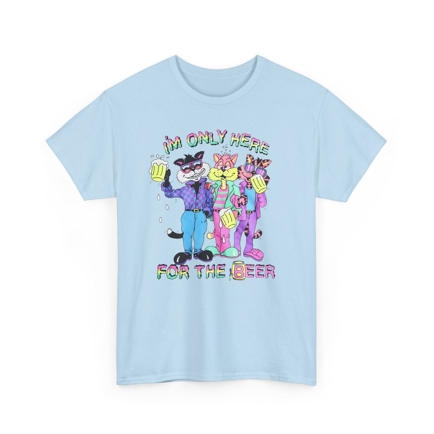 vintage 1991 i'm only here for the beer drunk cats reproduction tshirt