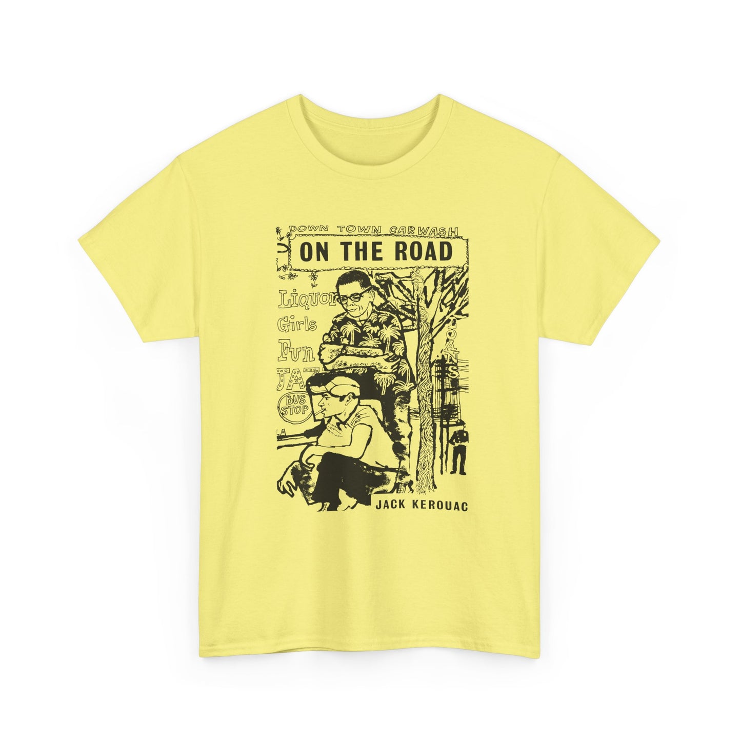 1957 on the road book cover illustration by len deighton reproduction tshirt