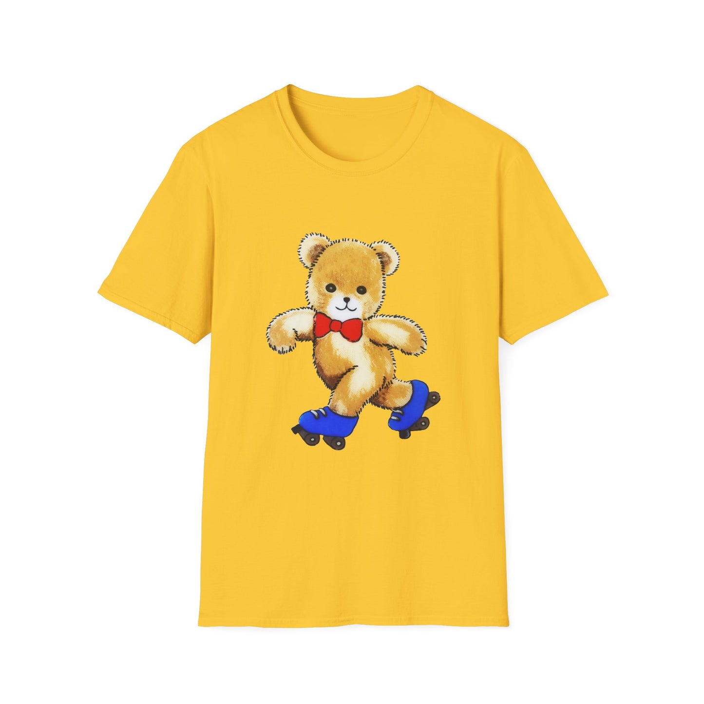 reproduction of a vintage cute teddy bear on roller skates tshirt