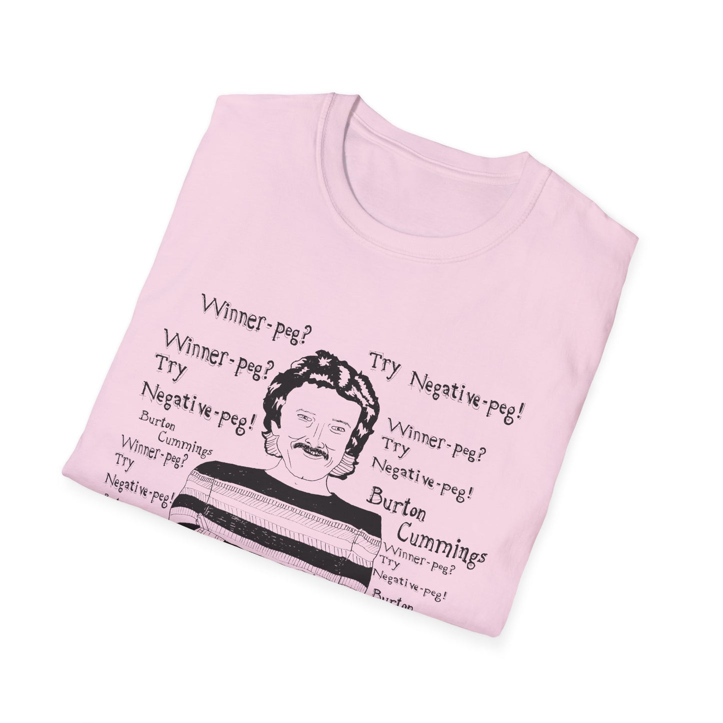 original fan art drawing of burton cummings talking about winnpeg tshirt