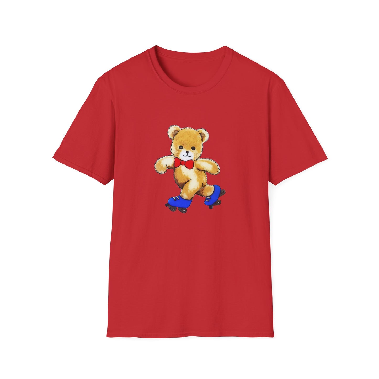 roller skating cute vintage teddy bear illustration reproduction tshirt