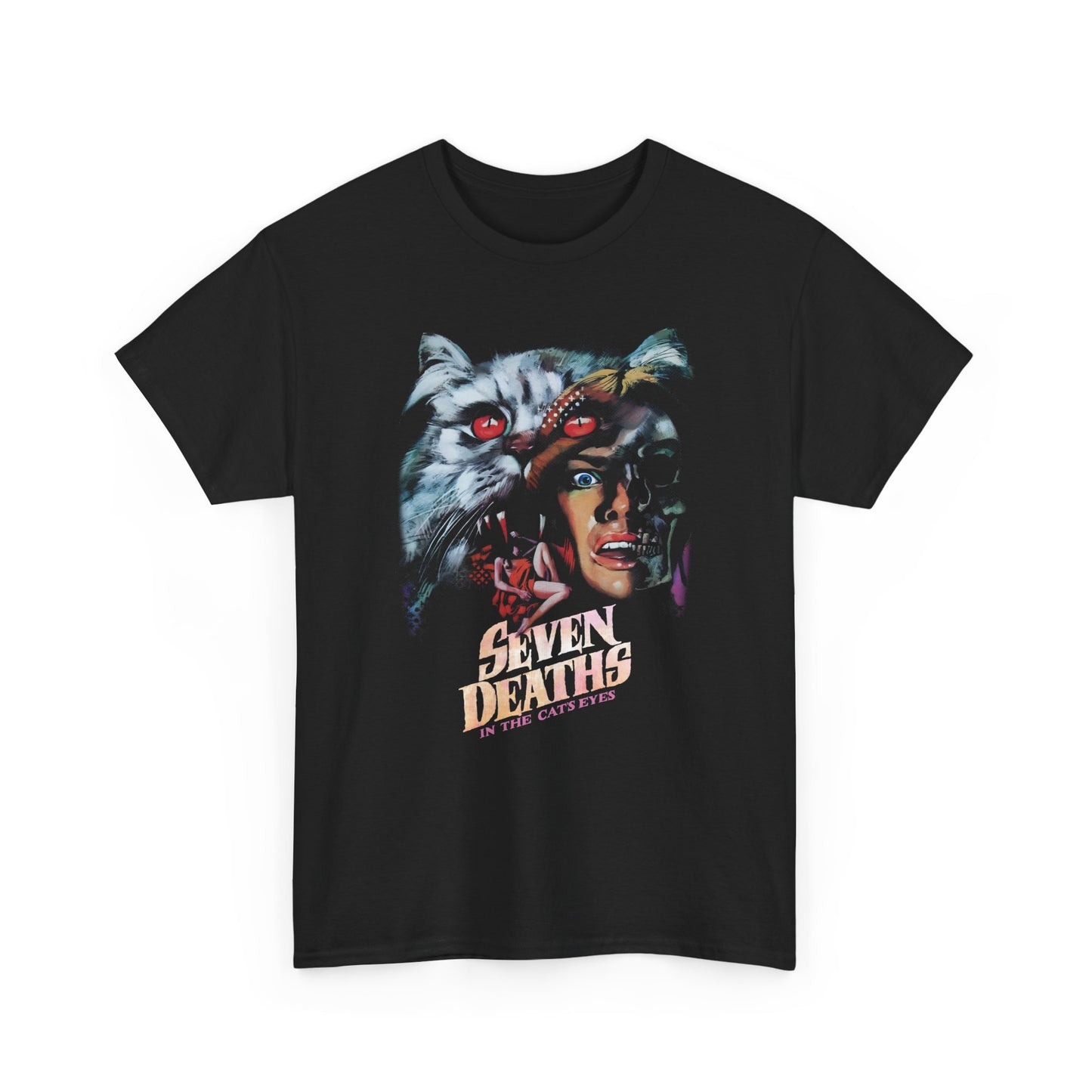 1973 seven deaths in the cat's eye movie poster tshirt