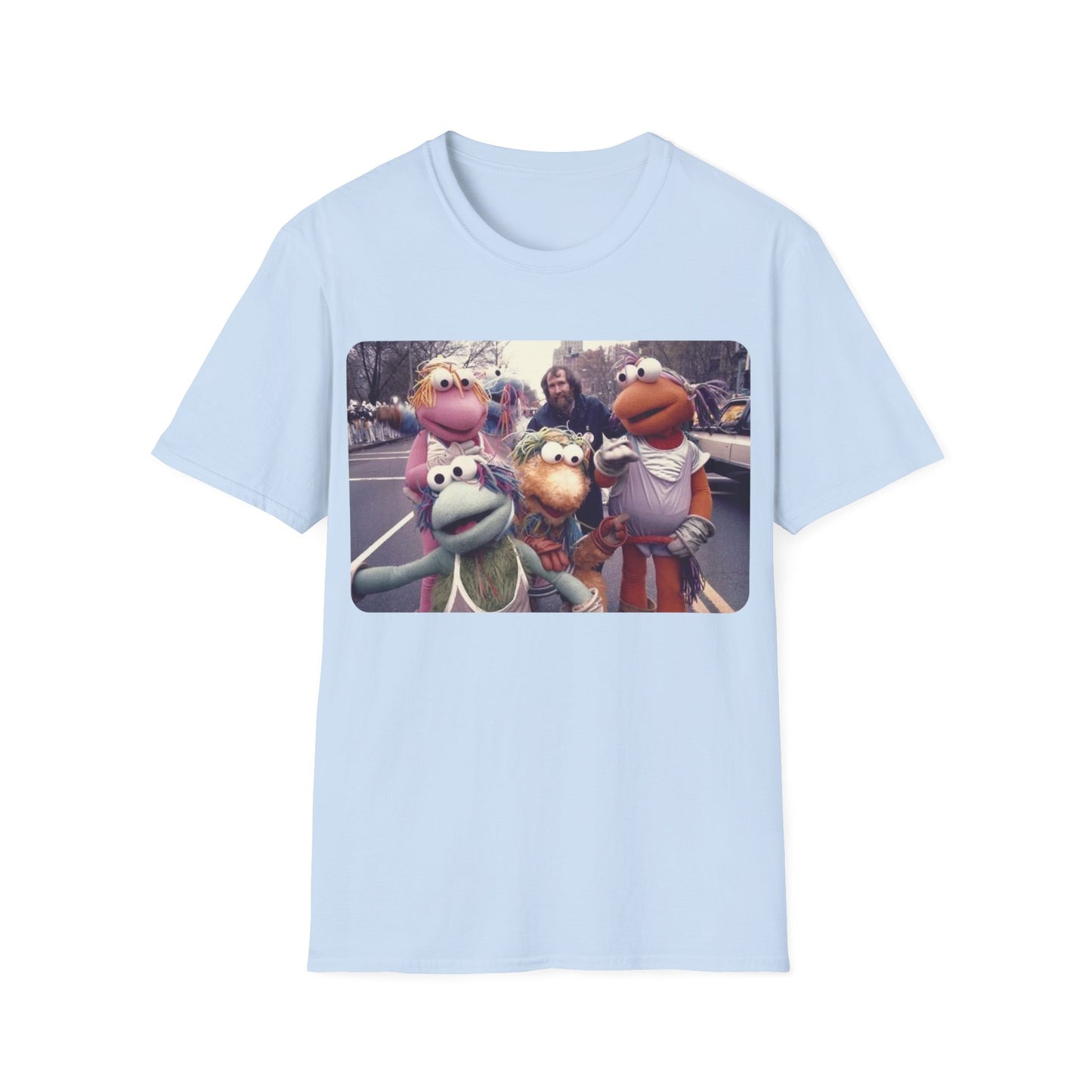 jim henson and the full-body fraggles at the 1984 macy's thanksgiving parade photo tshirt